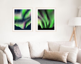 Aurora Borealis Print: Northern Lights Landscape Art (8x10 Unframed)