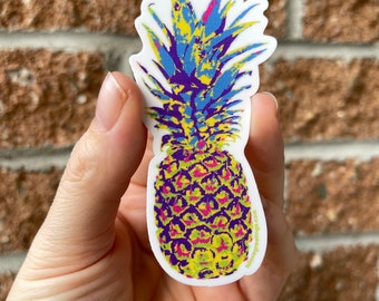 Pineapple 3” Waterproof Die-Cut Vinyl Sticker, Laptop Decal, Tumbler Sticker, Phone Case Decal, Friend Gift, Stocking Stuffer