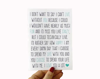 I Choose To Spend My Life With You Card - Anniversary Card for Partner