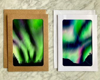 Northern Lights Card Aurora Borealis Card Print Northern Lights Print Christmas Card Holiday Card Night Sky Card Indigenous Art Inuit Art