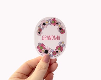 Grandma Sticker: Floral Die-Cut Vinyl Decal