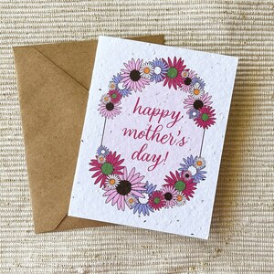 Carte en papier graine pour la fête des mères, carte de voeux à planter, carte de fleurs sauvages, cadeau de fête des mères