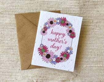 Mother's Day Seed Paper Card, Plantable Greeting Card, Wildflower Card, Mother's Day Gift