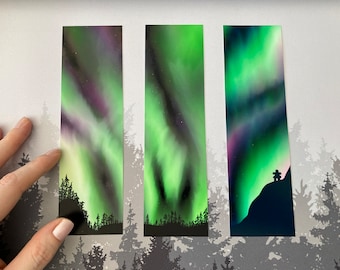 Marcador de auroras boreales: pintura digital de la aurora boreal, arte inuit