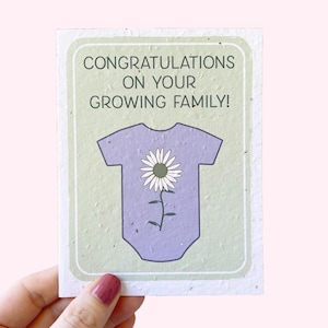 Carte de fête prénatale en papier graine, Carte de voeux de félicitations à planter, Carte de graine de fleurs sauvages, Cadeau de naissance, Cadeau de grossesse, Carte d'adoption