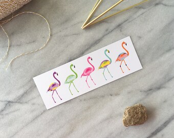 Pink Flamingo Bookmark: Recycled Paper Stationery Gift