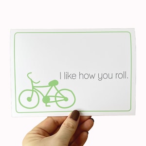 Karta rowerowa I Like How You Roll, prezent dla miłośnika kolarstwa, prezent rowerowy, kartka z notatkami