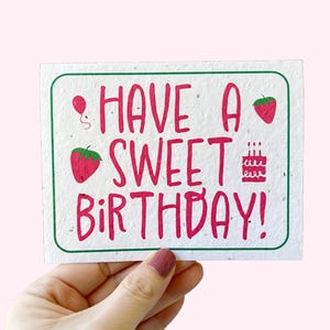 Passez un joyeux anniversaire, Carte de graines de fleurs sauvages, Carte de voeux à planter sur le thème des fraises, Cadeau d'anniversaire durable, Motif baies