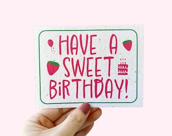 Wildflower Seed Paper Birthday Card: Plantable Strawberry Design