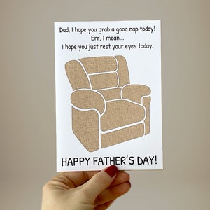 Carte drôle de fête des pères, carte de voeux de sieste de chaise de papa, cadeau fait main de fête des pères