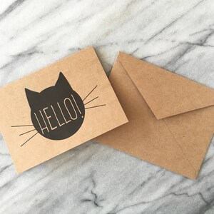 Cute Cat Card Hello Card Anytime Greeting Card Any Occasion Card Gift for Cat Lover Cute Note Card Kraft Greeting Card Cat Stationery Kitty