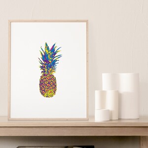 Pineapple Print Pineapple Wall Art Dorm Decor Tropical Art Colourful Print Tropical Style Home Decor Pineapple Art Print Pineapple Decor