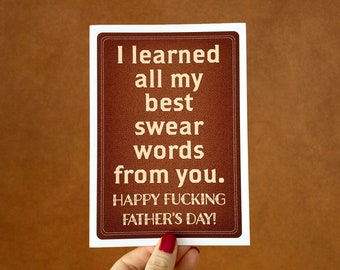 Funny Father's Day Card, Adult Greeting Card for Dad, Handmade Father’s Day Gift, Leather Look