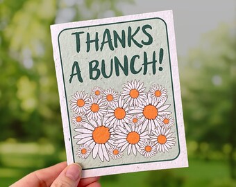 Thank-You Card, Plantable Seed Paper Greeting Card, Wildflower Card, Handmade Appreciation Gift, Floral Gift