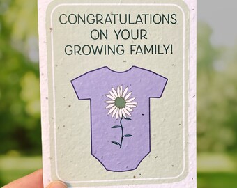 Seed Paper Baby Shower Card, Plantable Congratulations Greeting Card, Wildflower Seed Card, New Baby Gift, Pregnancy Gift, Adoption Card