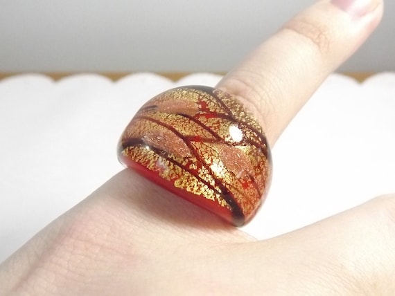 Anillo estilo cristal de Murano Tamano 8 1 4 Anillo de declaracion de vidrio artistico usable no ajustable Etsy Espana