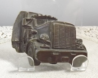 Distressed Brass Semi Truck Belt Buckle, Big Truck Belt Buckle for a Big Trucker, Vintage Transportation Sector