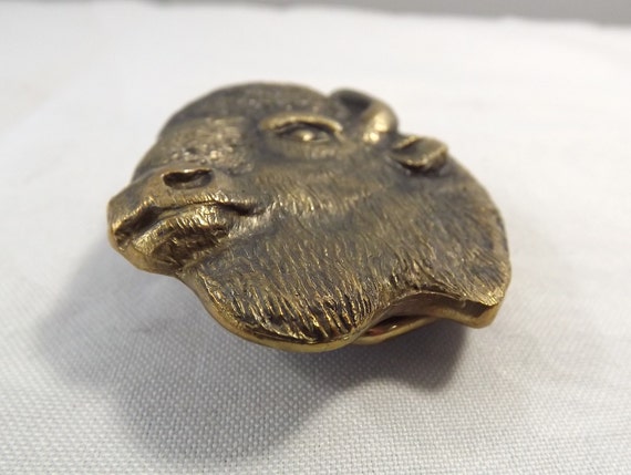 Hand Carved Buffalo Head Belt Buckle by Rita Stew… - image 2