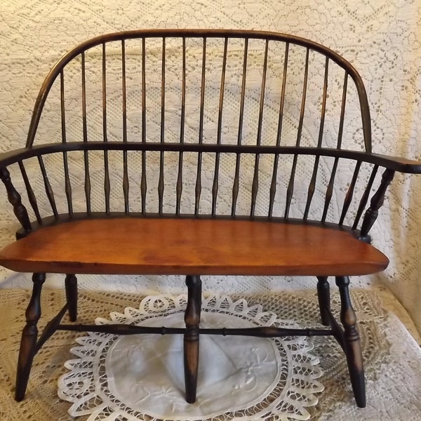 Reserved for Meghan: Vintage Handmade DOLL FURNITURE, Windsor Comb-Back Bench