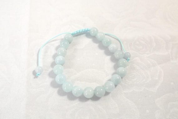 Genuine Aquamarine 8mm Bead Bracelet