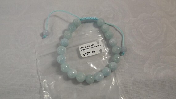 Genuine Aquamarine 8mm Bead Bracelet View 2