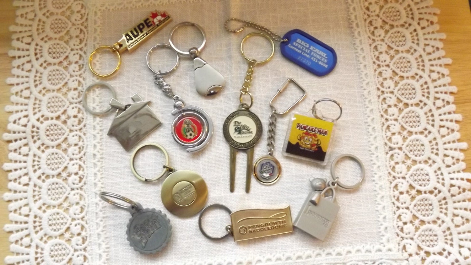 12 Vintage Advertisement KeyChains Miscellaneous lot of Key Etsy