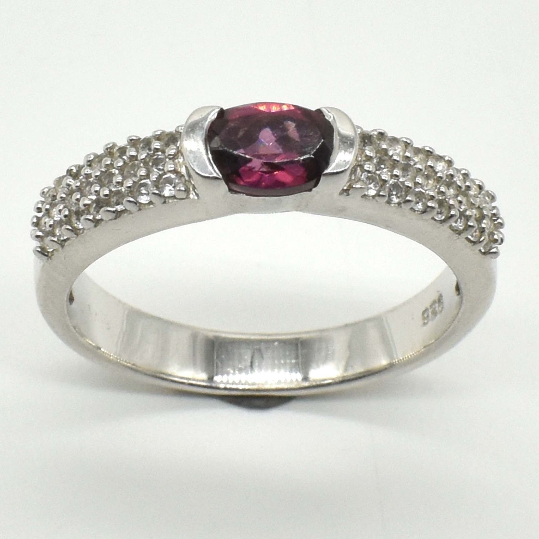 925 Sterling Silver Garnet and Cubic Zirconium Ring, Size 7 NEW OLD STOCK