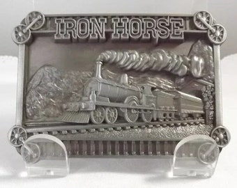 Iron Horse Locomotive Belt Buckle, Transportation Buckle