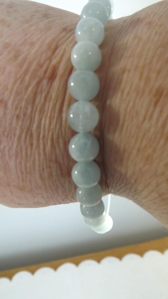 Genuine Aquamarine 8mm Bead Bracelet View 6