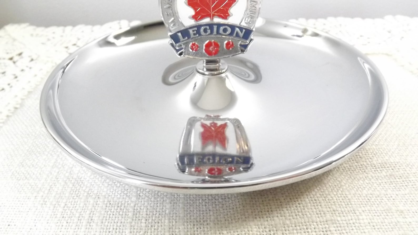 Royal Canadian Legion Chrome Ashtray/ Trinket Tray Vintage Etsy