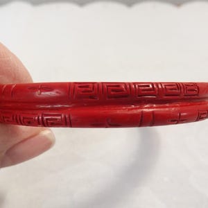 Vintage Carved Red Cinnabar Bangle