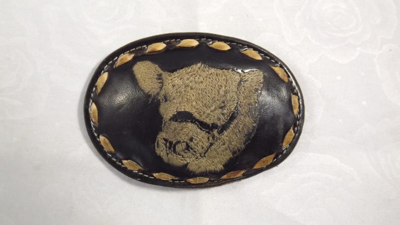 Tony Lama Distressed Leather Calf Belt Buckle 4812 Bild 1