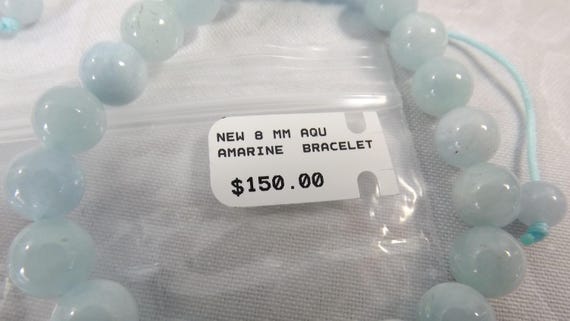 Genuine Aquamarine 8mm Bead Bracelet View 3