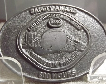 Vintage ESSO Belt Buckle, Oil Field Advertisement, Gas Industry Sector Award, Serious Collector Must-Have