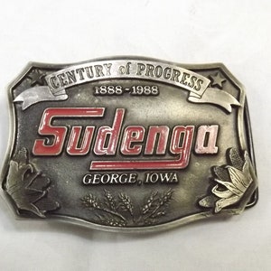 Sudenga Limited Edition Belt Buckle, Century of Progress 1888-1988, Farm Equipment Manufacturer