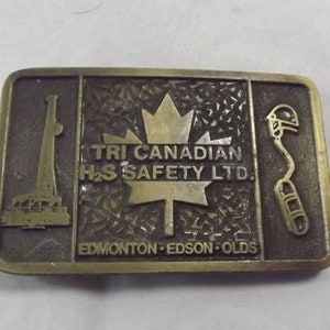 Tri Canadian H2S Safety Ltd. Belt Buckle Mining/Oilfield Sector Collectible Buckle, Edmonton-Edson-Olds