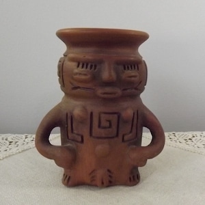 Vintage Tribal Clay Pottery Vase, Anatomically Correct