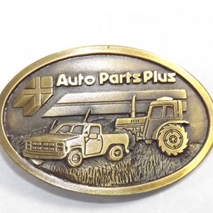 Vintage Auto Parts Plus Agriculture Industry Belt Buckle Advertising Farming Buckle