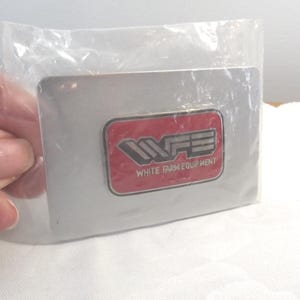 WFE White Farm Equipment Farmer Belt Buckle NOS image 1