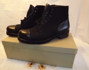 Biltrite Unisex Mens 7E/Ladies 9.5, NOS Leather FELT Flyers Officer Military Boots, Steampunk Black Lace Up, Quality Leather Grunge