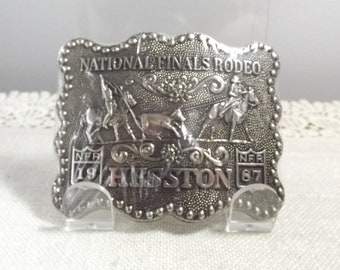 NFR 1987 Hesston Belt Buckle, 5th Edition, Signed F. Fellows, NOS