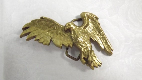 Vintage Solid Brass Eagle Belt Buckle 