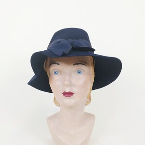 1930s Knox Vagabond Navy Blue Felt Fedora  | Vintage 30s Menswear Brimmed Robin Hood Hat | Women's Fall Hat