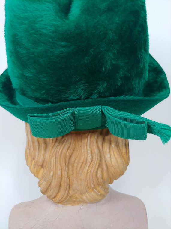 1960s Emerald Green Furry Fedora | Vintage 60s Br… - image 7
