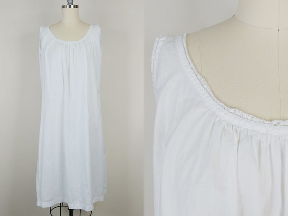 1910s White Cotton Chemise | Antique Edwardian Sl… - image 1