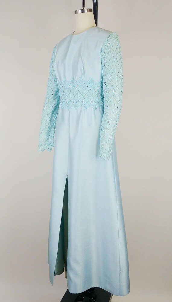 1960s Montaldo's Ice Blue Shantung Evening Dress … - image 5
