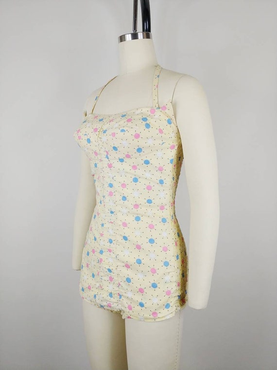 1950s Atomic Print One Piece Cotton Swimsuit | Vi… - image 6