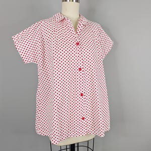 1950s Polka Dot Maternity Blouse | Vintage 50s Button Down Collared Top