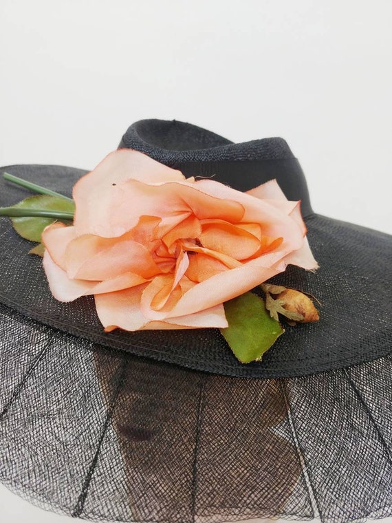 1940s Petite Modes Black Straw Picture Hat | Vint… - image 5