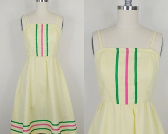 Vintage 1960s Yellow Pique Cotton Sun Dress